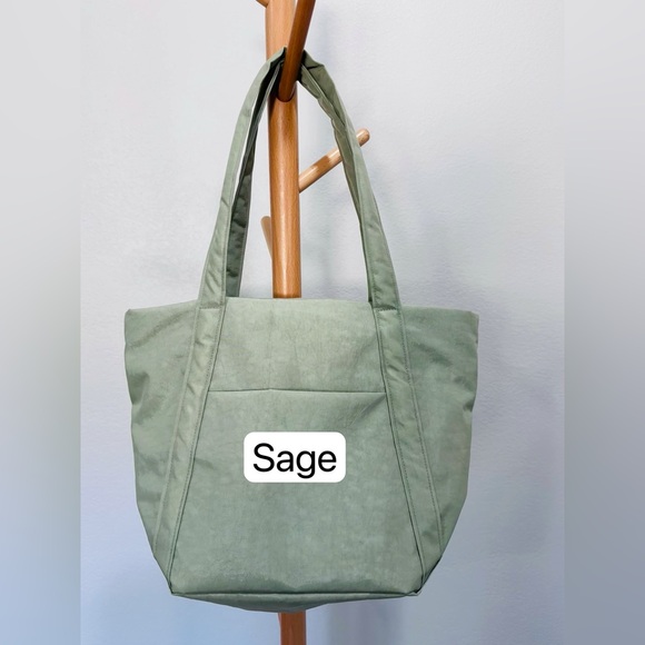 Handmade Water Repellent Nylon Tote Bag Minimalist Shoulder Hobo Purse - Picture 4 of 17